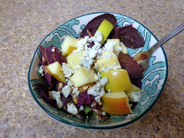 salad with heirloom red spinach