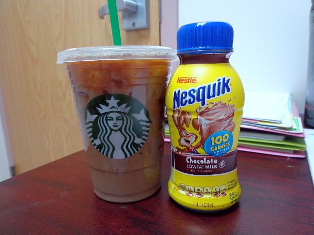iced coffee and chocolate milk