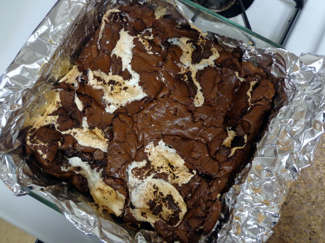 fudgy triple chocolate marshmallow brownies