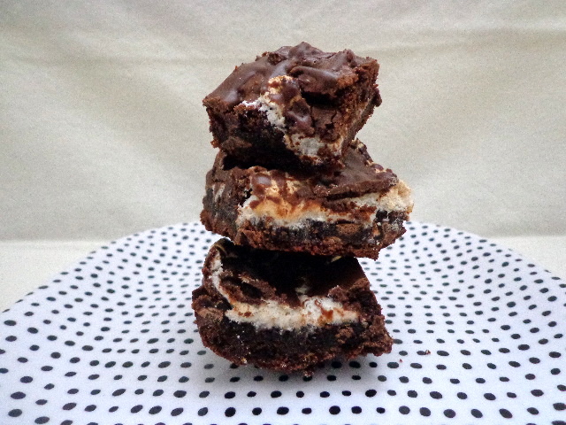 fudgy triple chocolate marshmallow brownies